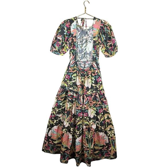 Anthropologie Conditions Apply Maxi Dress Puff Sleeve Open Back Cottagecore | S - Picture 15 of 15